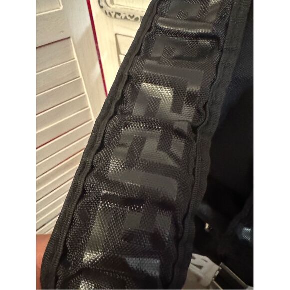 VERSACE PARFUMS Medusa Head Black Nylon Drawstring Flap Backpack EUC - Picture 9 of 11